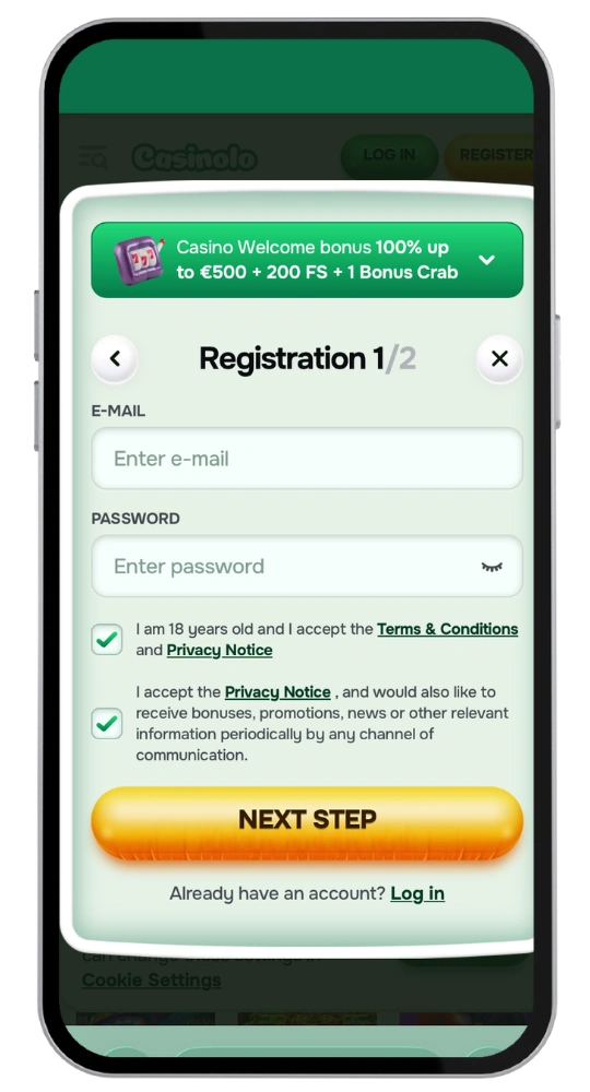 Casinolo register